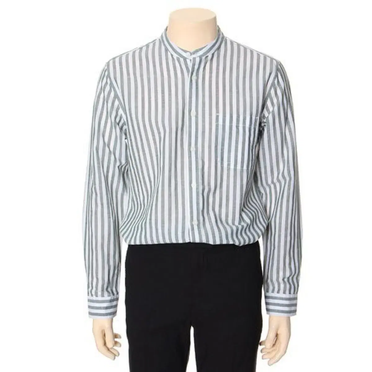 Project M Men's Henley Neck Linen Striped Shirt