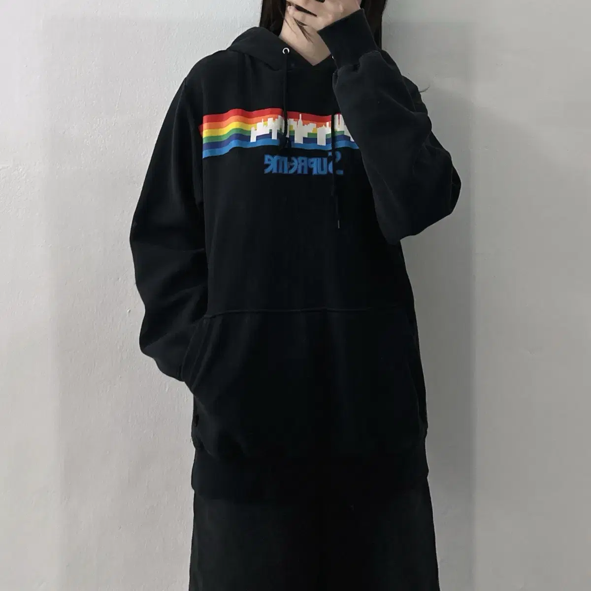 (L) Supreme Black Hoodie