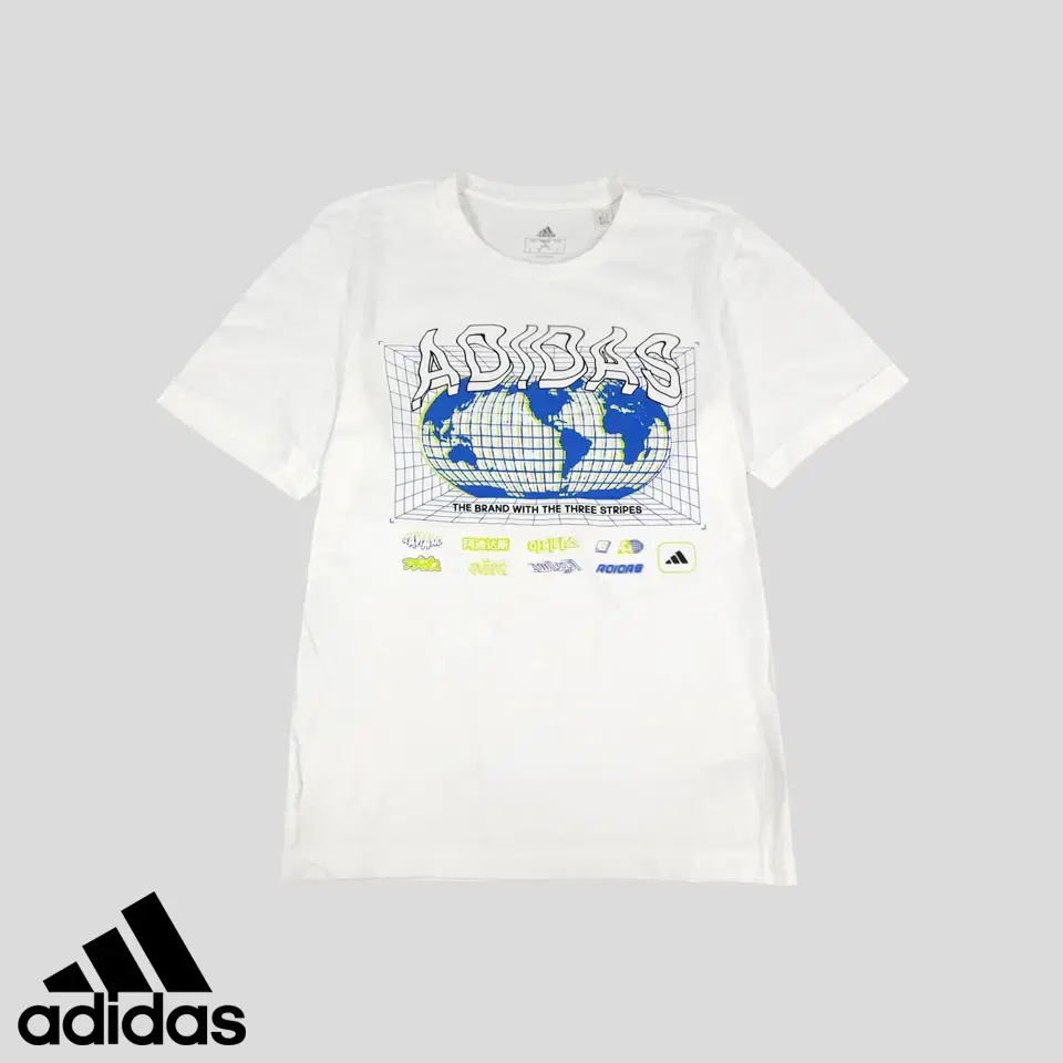 Adidas White Earth World Wide Graphic Big Print Cotton100 Round Neck Vahn