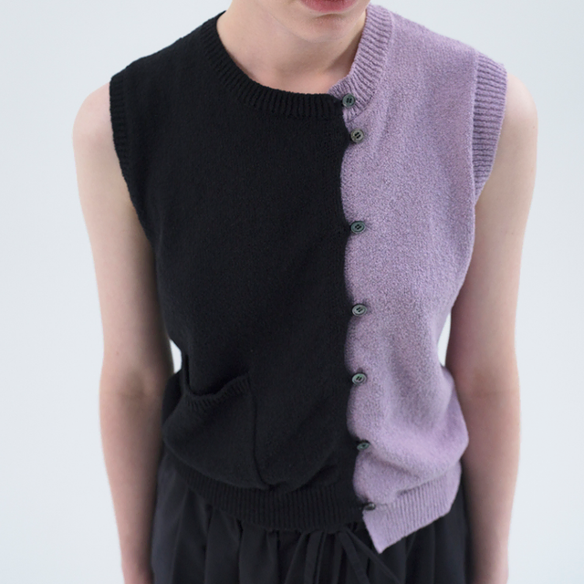 [BOURIE]  Asymetric Knit Vest_BKLV (M)