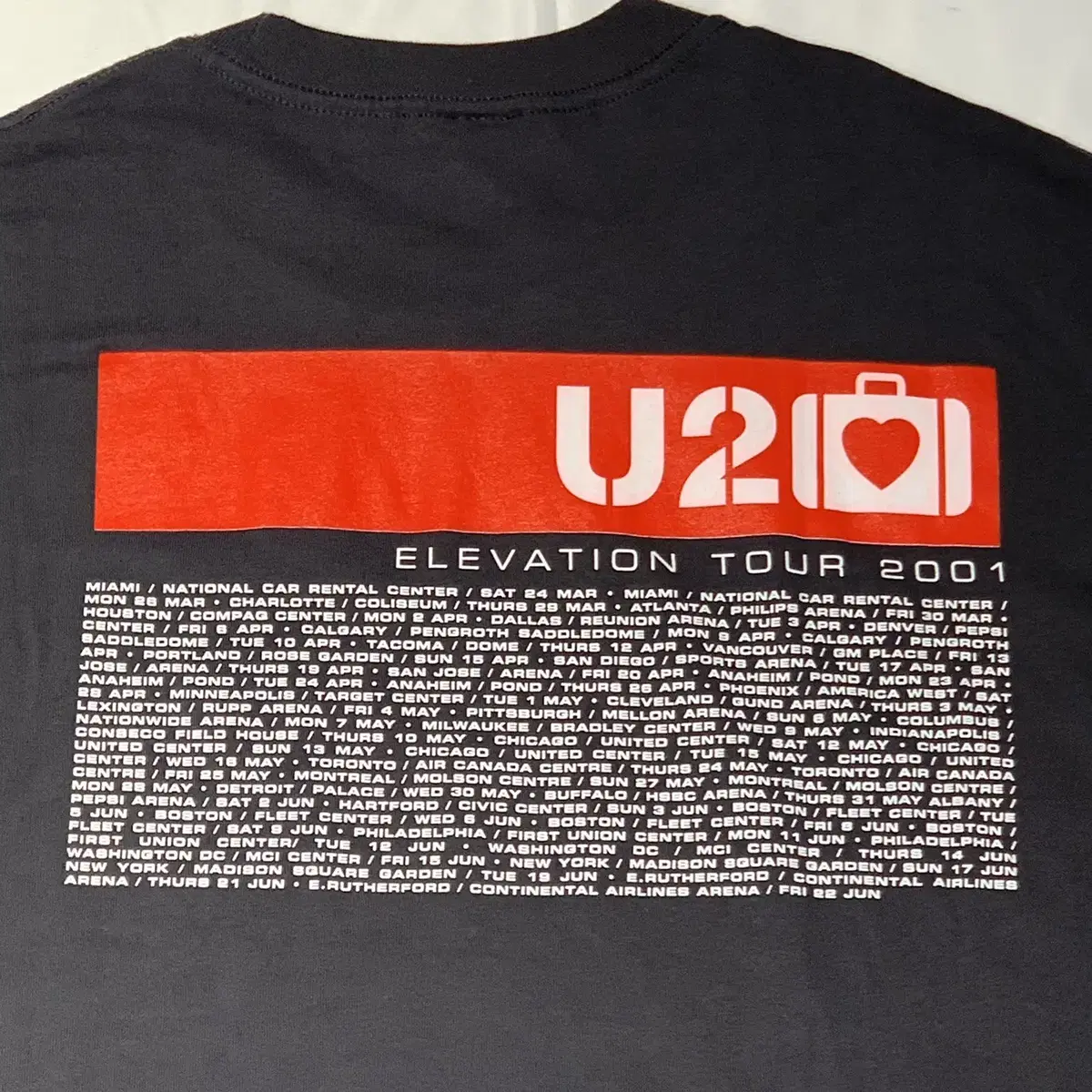 (XL) 00's U2 2001 ELEVATION TOUR 반팔 티셔츠