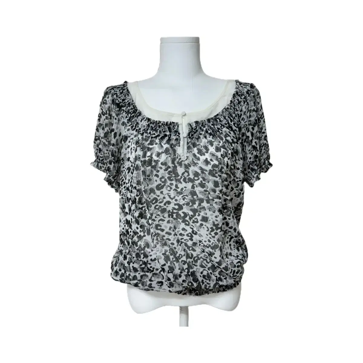 Leopard Women's Short Sleeve Blouse Gyaru Hopi See-through Top