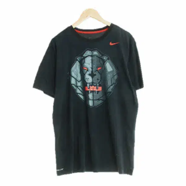 Nike Black Cotton Blend Printed Logo Round Vahn Tee [L]