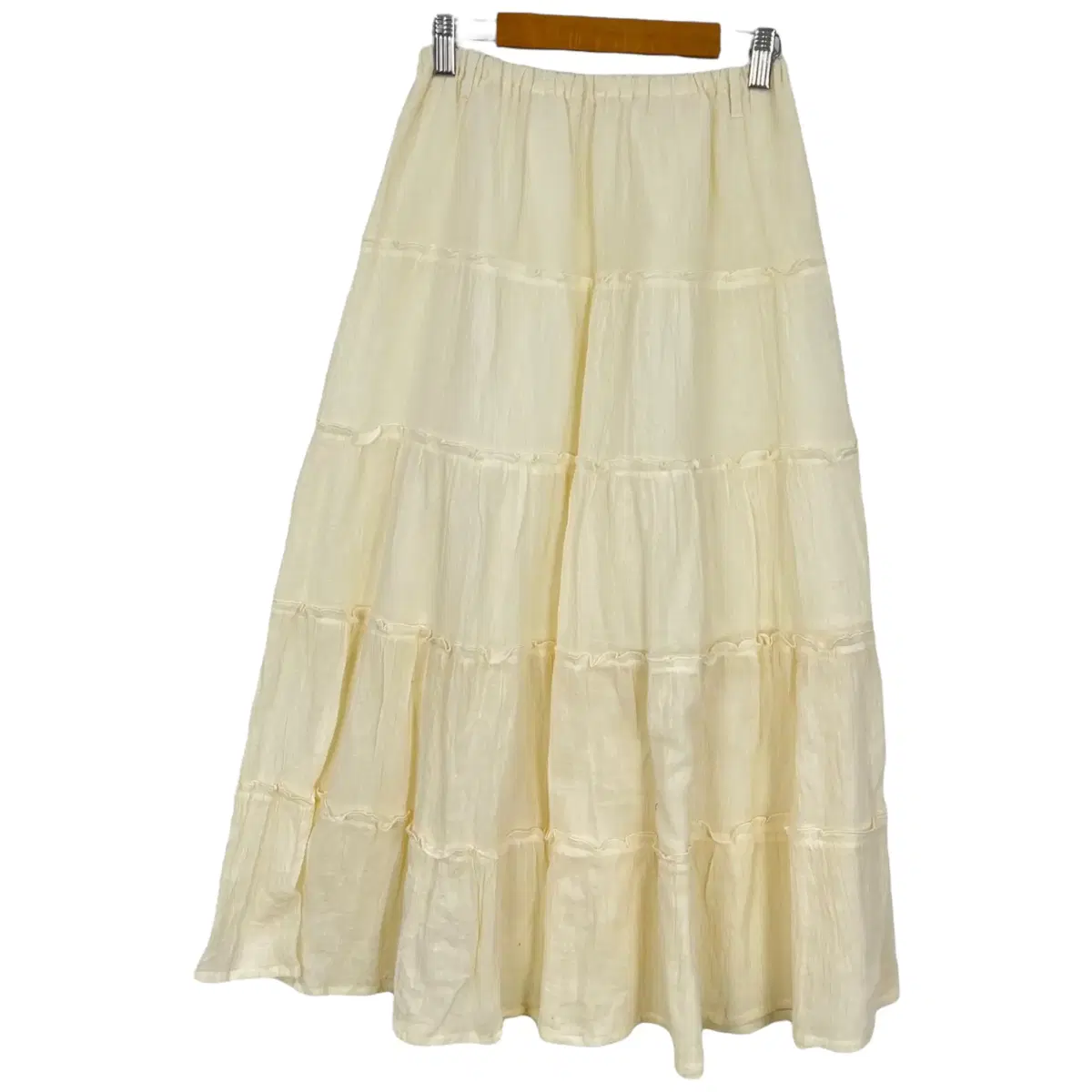 2972 Ivory solid color can-can layered long skirt