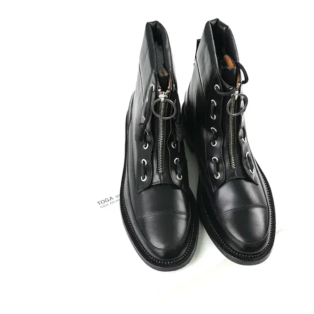 TOGA VIRILIS BLACK LEATHER LACE UP BOOTS