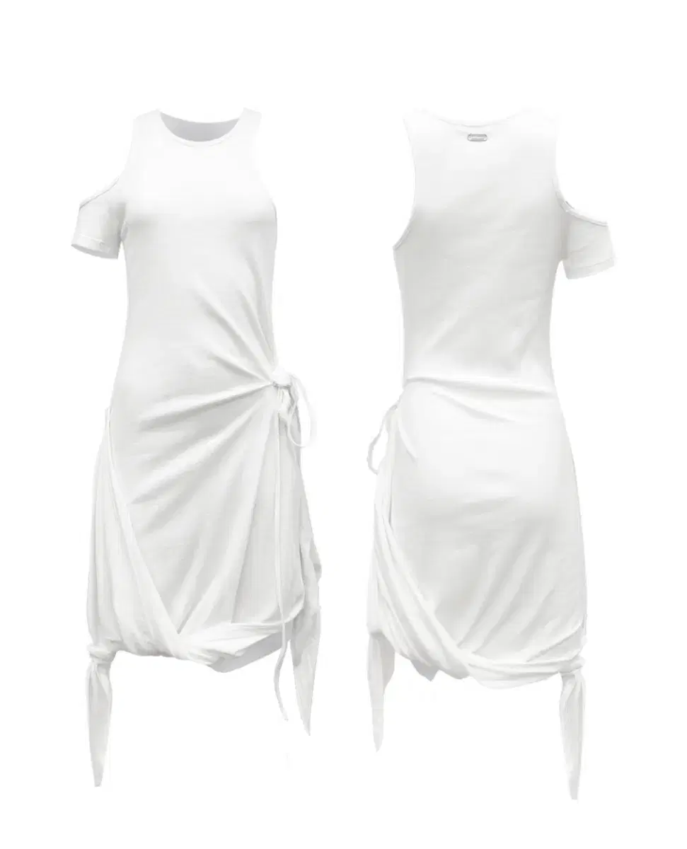 Nache Asymmetric Draping Dress White