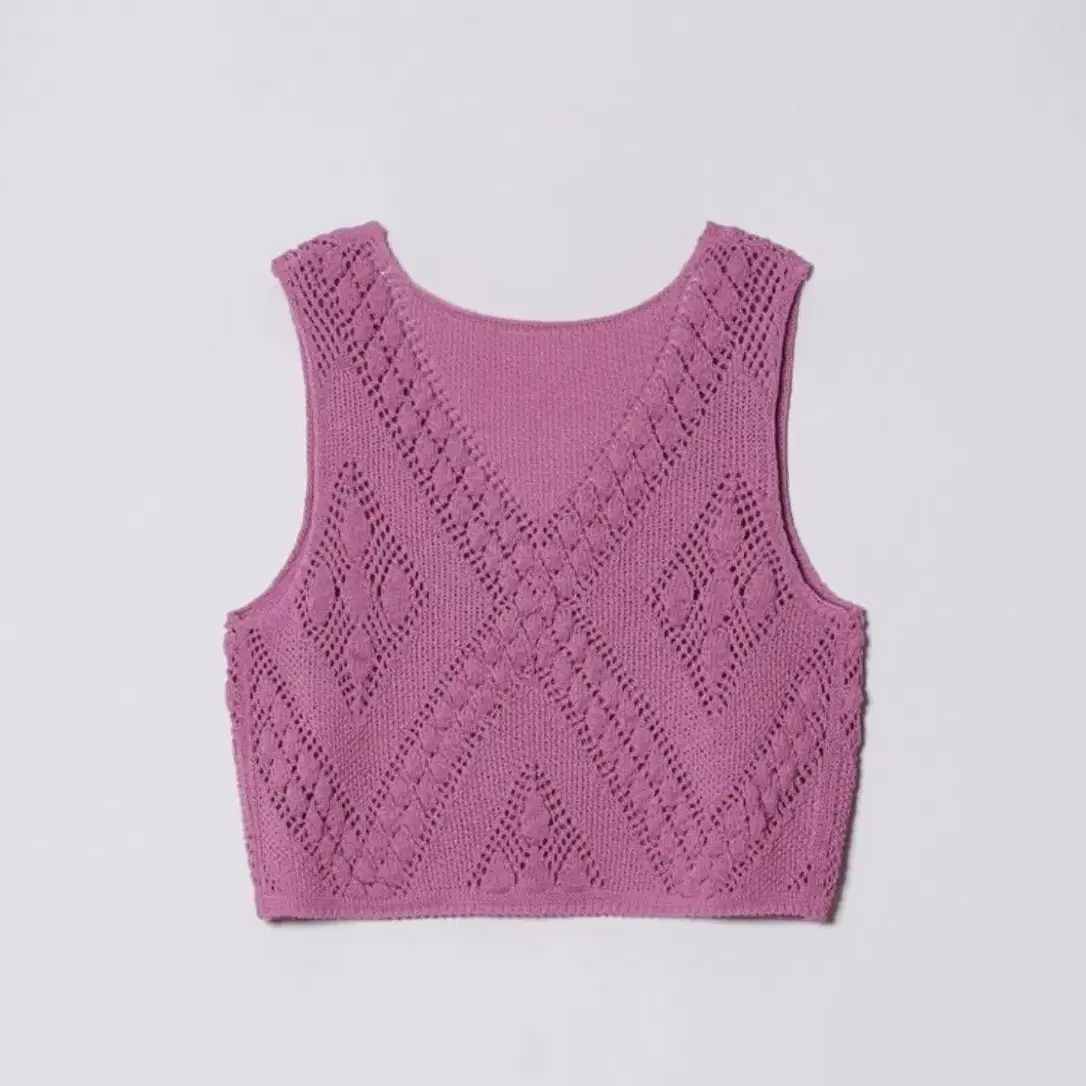 다이애그널 drop lace knit top 니트조끼 핑크