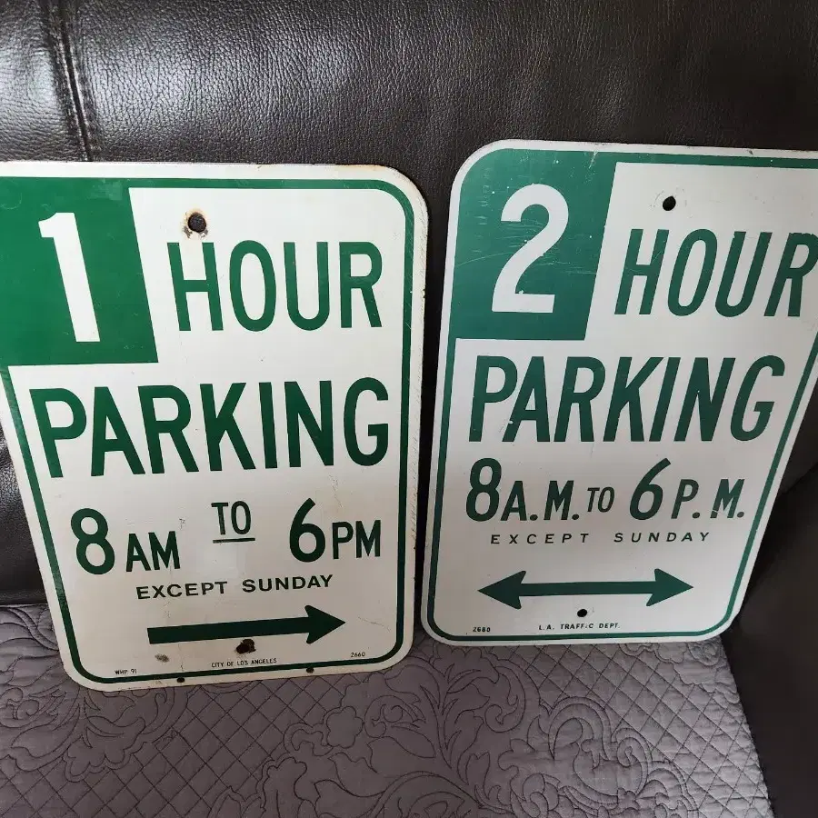 미국 CA 주물 오리지널 LA 1+2 Hour Parking Sign