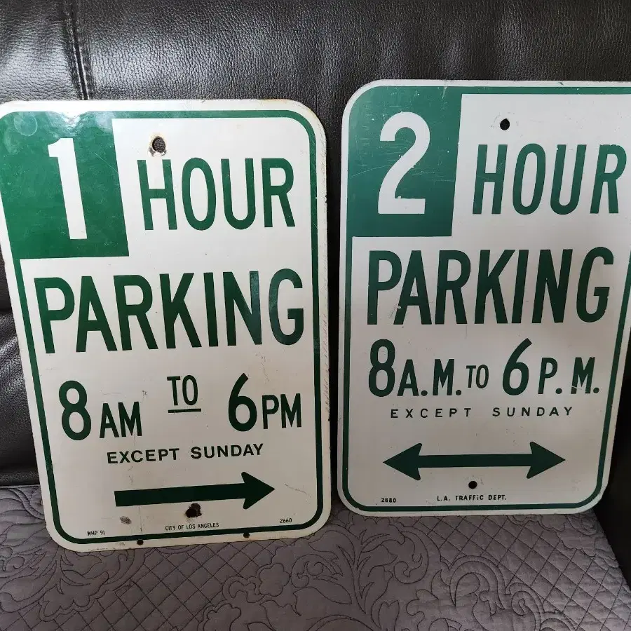 미국 CA 주물 오리지널 LA 1+2 Hour Parking Sign