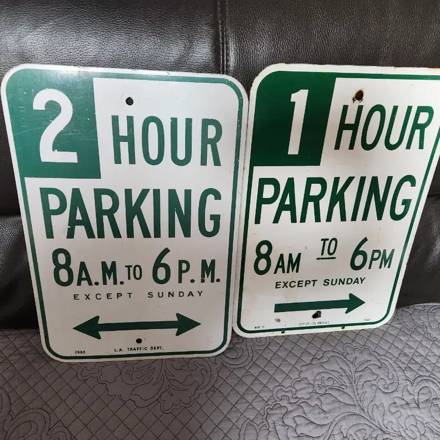 미국 CA 주물 오리지널 LA 1+2 Hour Parking Sign