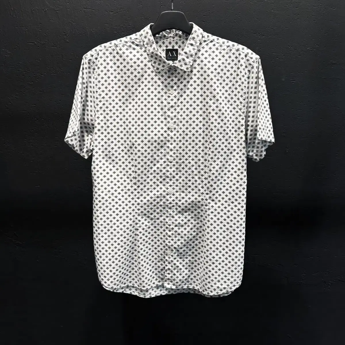 Armani Exchange White Flower Patterned Short Sleeve Shirt Button Down Details