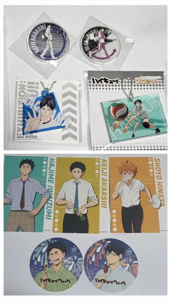 Haikyuu One Piece Exhibition acrylic keyring Lunch Week postcard hinata Akaashi Adlers Goods