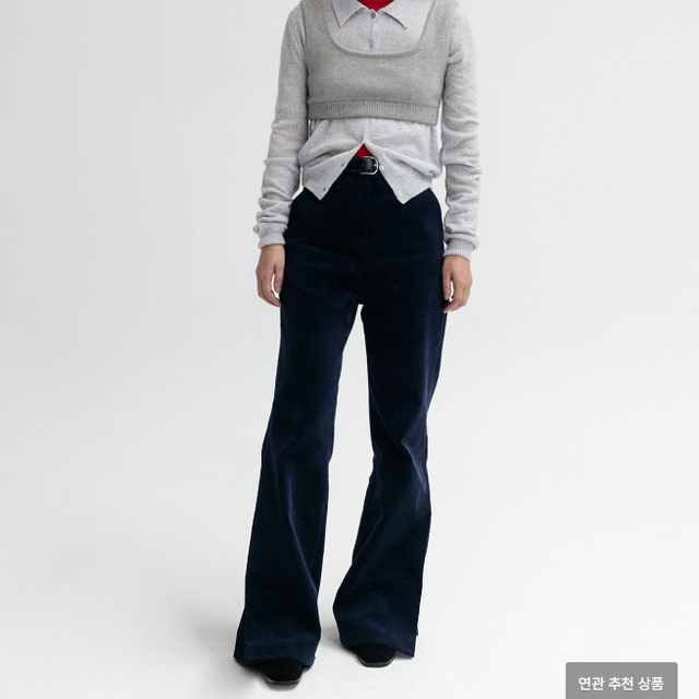 LFM Corduroy Flare Button Pants (Navy/M)