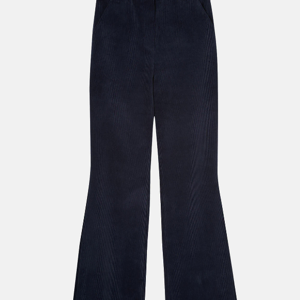 LFM Corduroy Flare Button Pants (Navy/M)