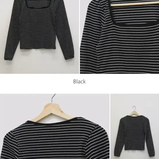 [새상품] 뮤트크레메 Square stripe tee 스퀘어넥 스트라이프