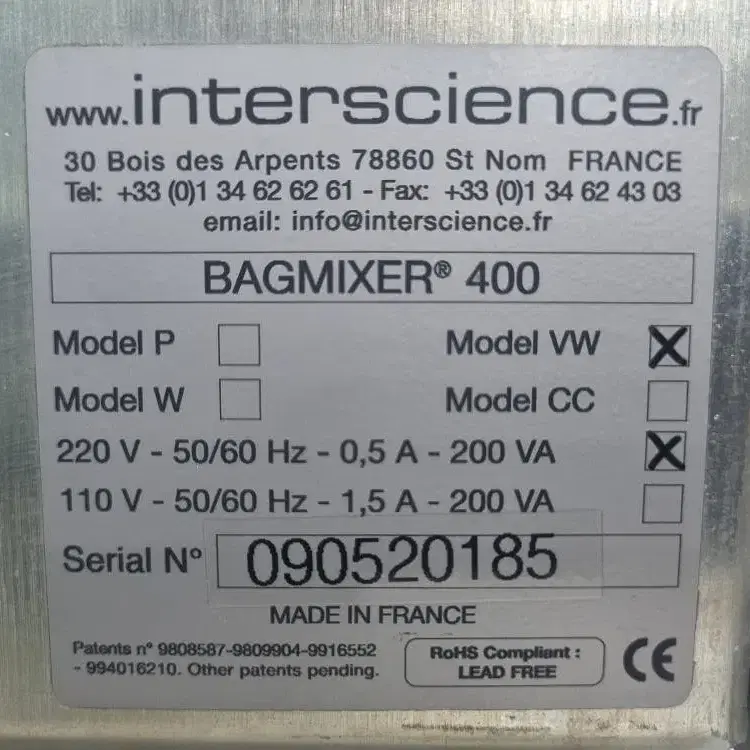 interscience BagMixer 400VW.