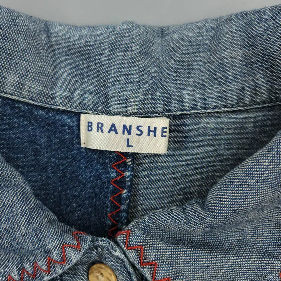 BRANSHE 브랜쉬 중청워싱 레드 스티치 페이즐리패턴 패치워크 체스트포