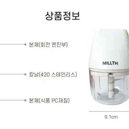 [미개봉 새제품] MILLTH(밀쓰) 에그 쵸퍼/다지기/마늘다지기/분쇄기