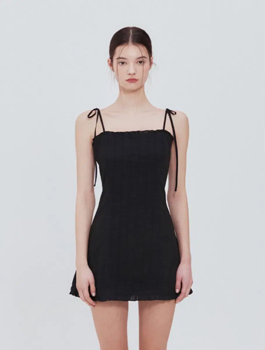 Not Your Own Lace Ruffle Mini Dress in Black