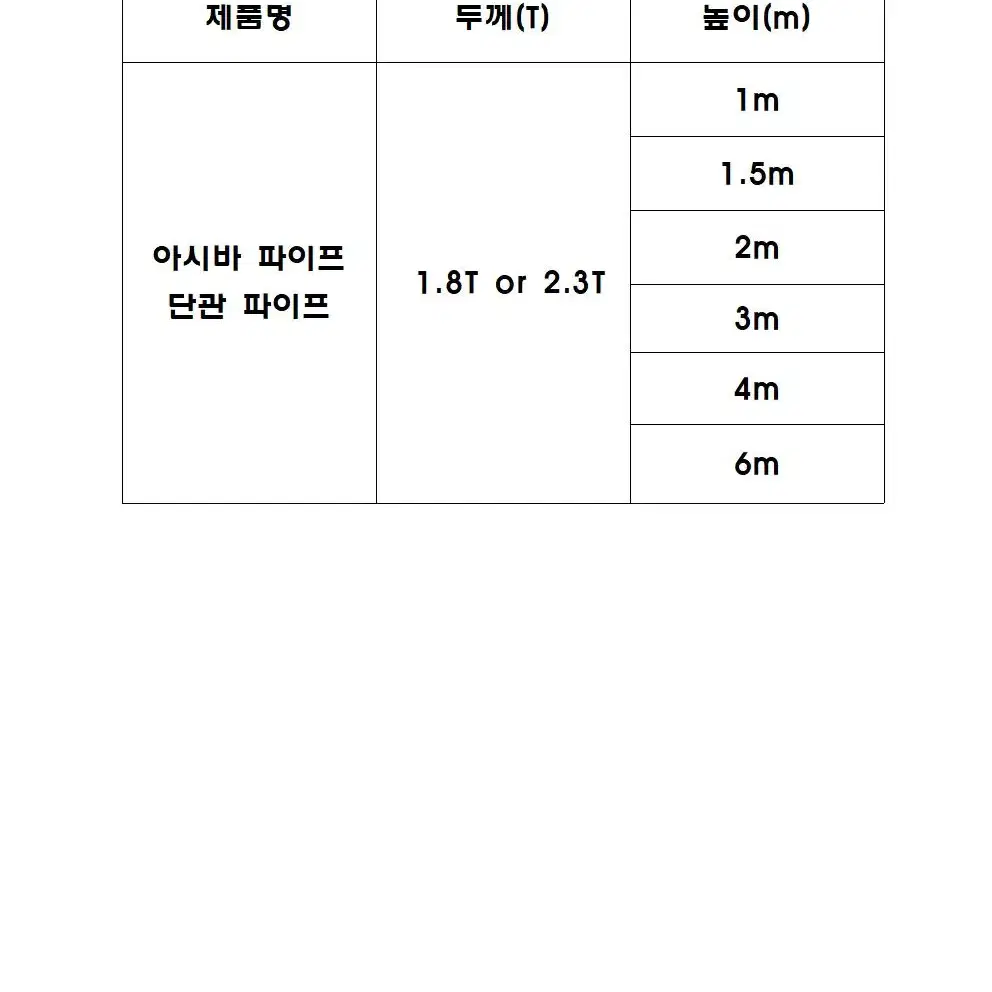 아시바 파이프 2.3t 신재 4m