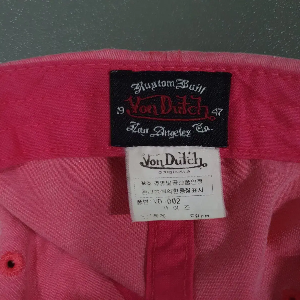 Von Dutch 본더치 워싱 디스트레스드 데미지 빅로고 볼캡 모자 핑크