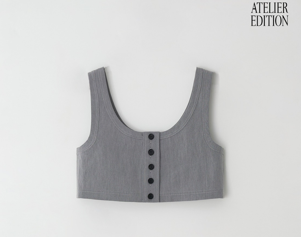 아뜰리에에디션 button sleeveless top (Indigo/M)