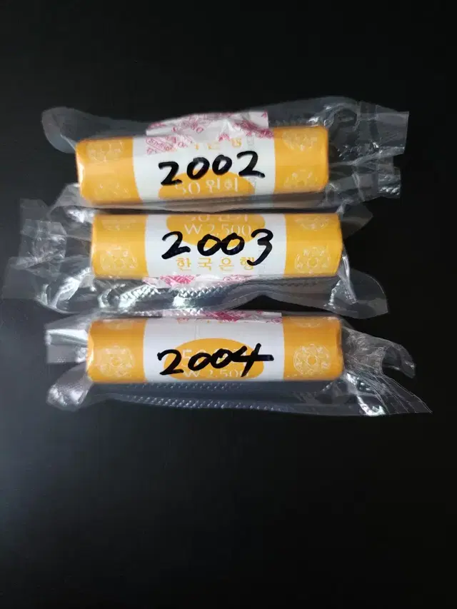 희귀동전수집용 2002년 2003년 2004년50원 미사용 롤주화