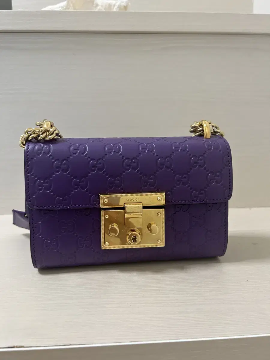 Gucci Cima Padlock Shoulder Bag Purple