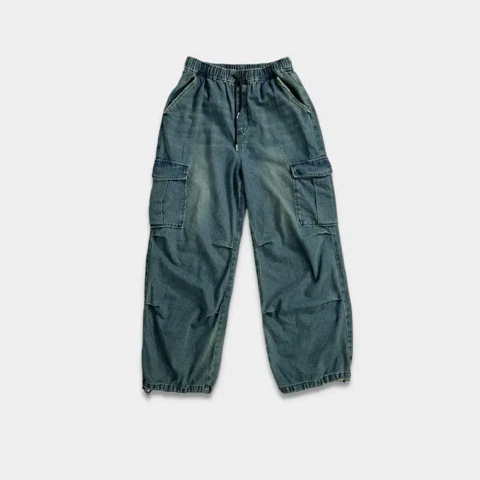 vintage denim parachute cargo pants