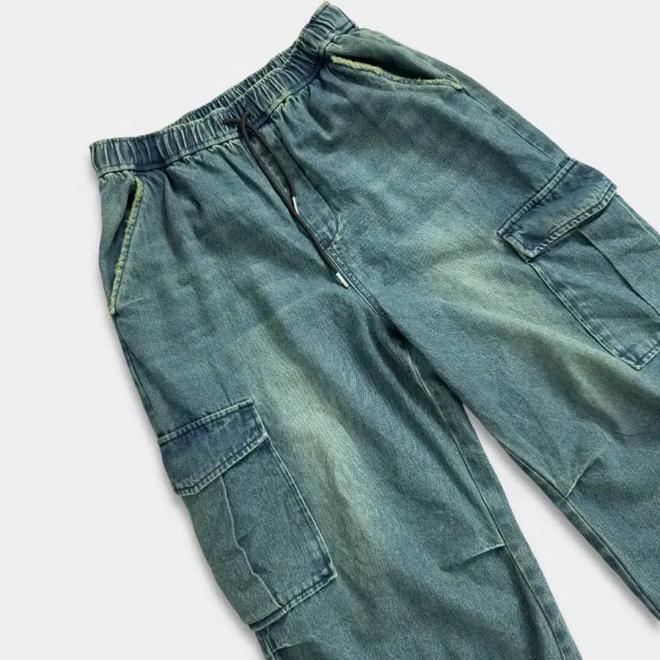 vintage denim parachute cargo pants