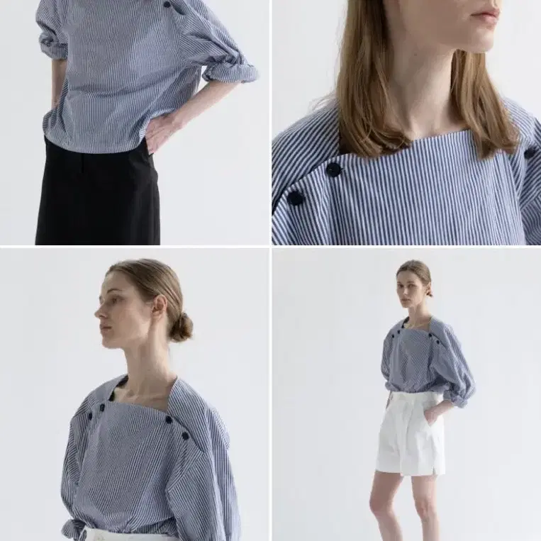 문달 블라우스 garni blouse in blue stripe