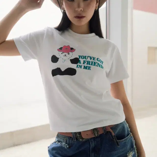 새상품) 헤레틱 cowboy panda t-shirt / white