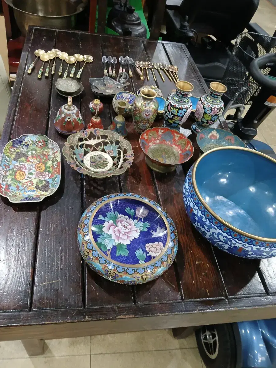 Antique Brass Cloisonné Pieces