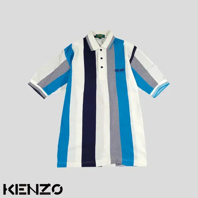 KENZO 겐조 골프 JP 네이비 화이트 라이트블루 스트라이프 배색 패턴