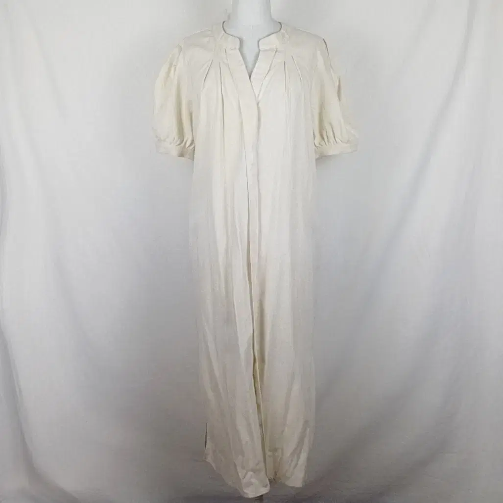 Linen short-sleeved long ONEPIECE vintage beige yeoreum WL 77/laden