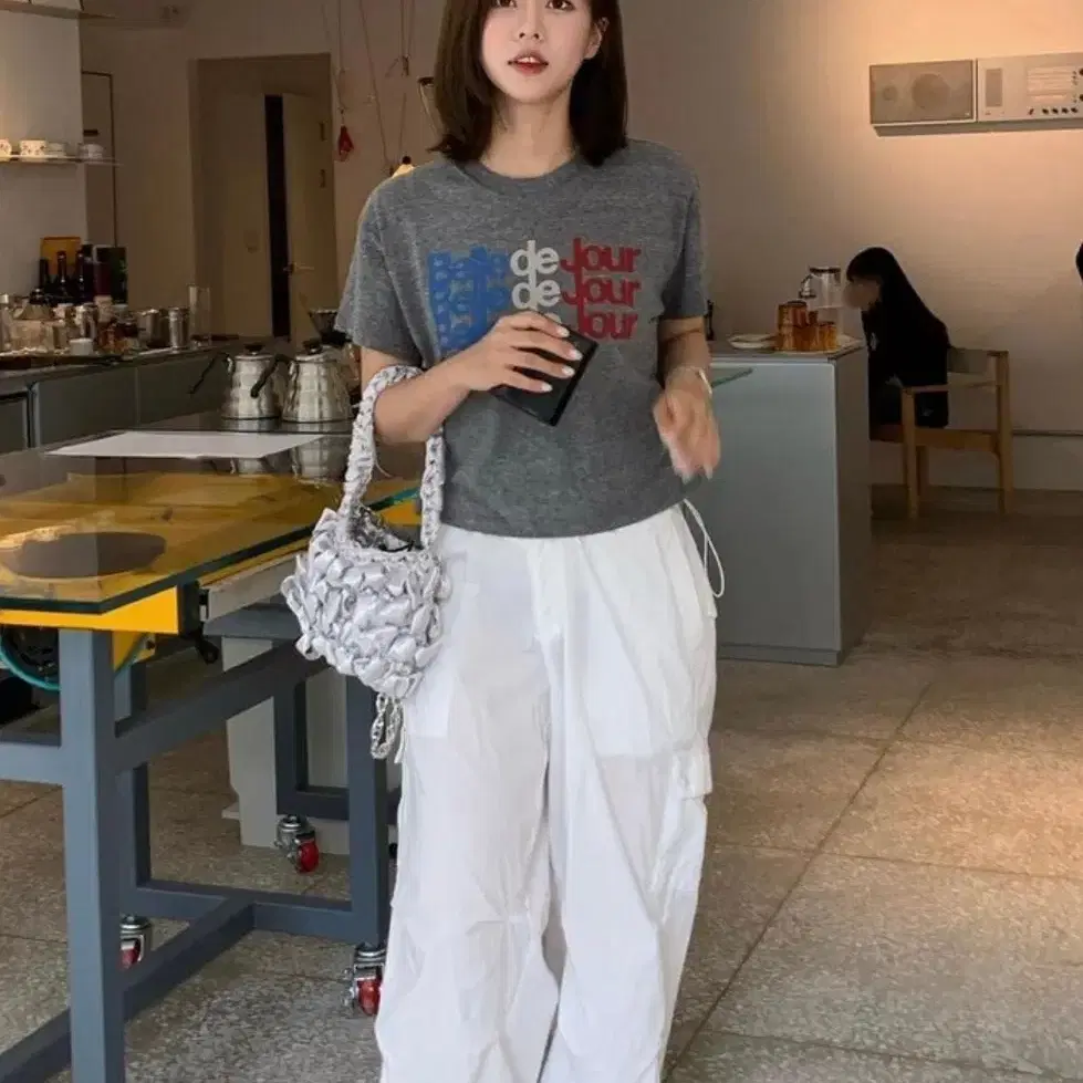 다이애그널 waist stopper cargo pants 화이트