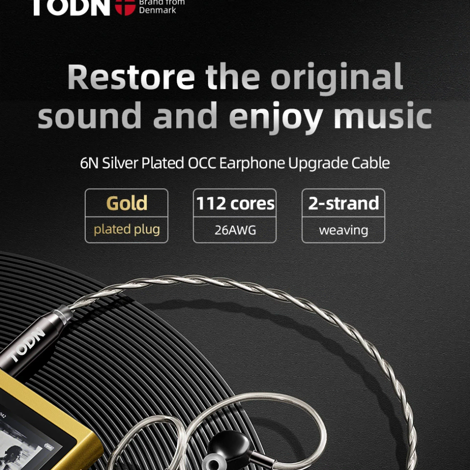 TODN 6N 실버 도금 OCC 4.4mm 2pin 커스텀케이블.