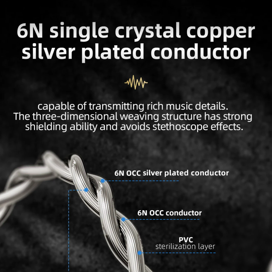 TODN 6N 실버 도금 OCC 4.4mm 2pin 커스텀케이블.