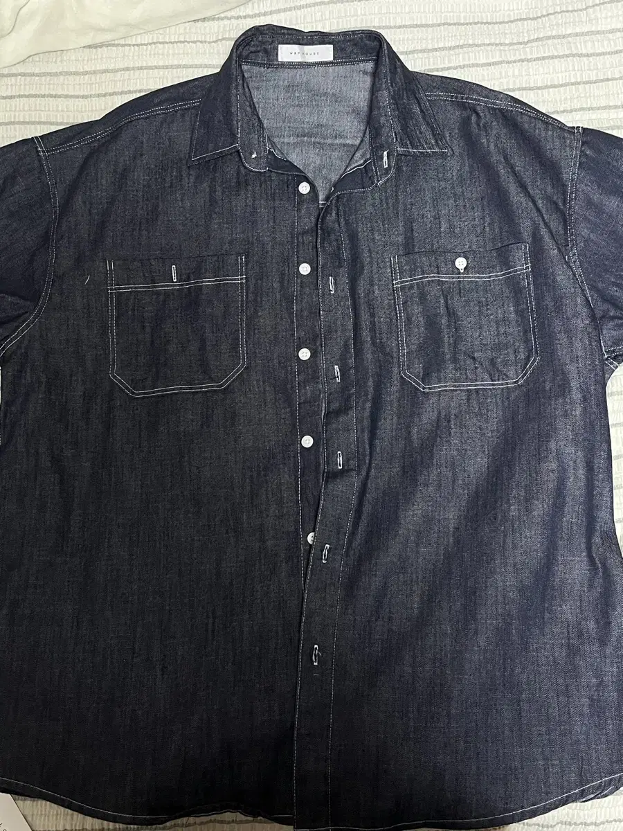 [New] Indigo Navy Short Sleeve Denim Shirt