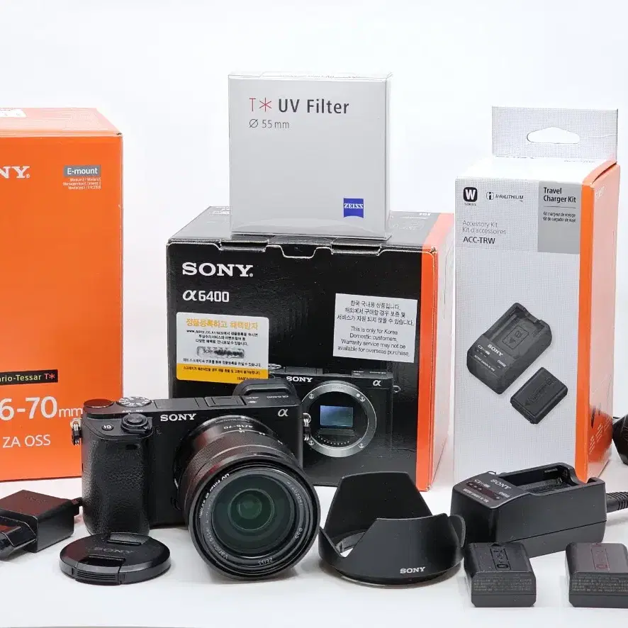 SONY a6400 body, 칼자이스 1670렌즈, 트래블 차저킷