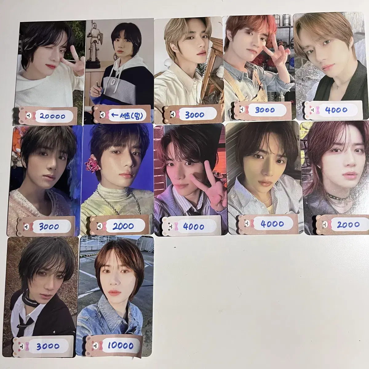 Beomgyu photocard vowels (seasons greetings, frieze, rubsikkon, sweetcon, dejabu, etc.)