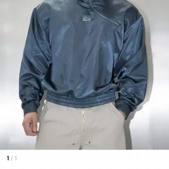 51퍼센트 Curved zipper anorak satin - TEAL