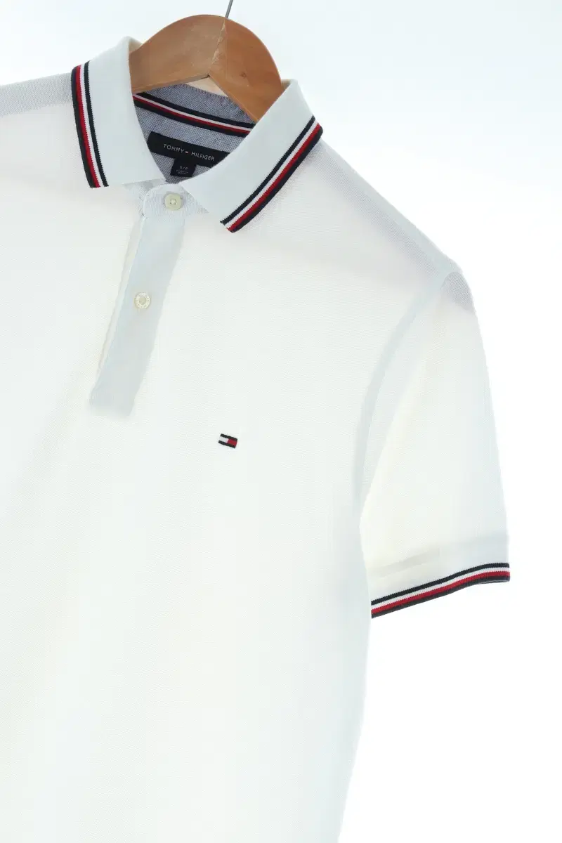 (S) Tommy Hilfiger Short sleeve kara T-shirt White cotton plain solid-E61B