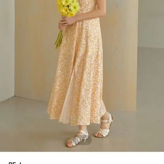 리엘 flower garden long dress orange S