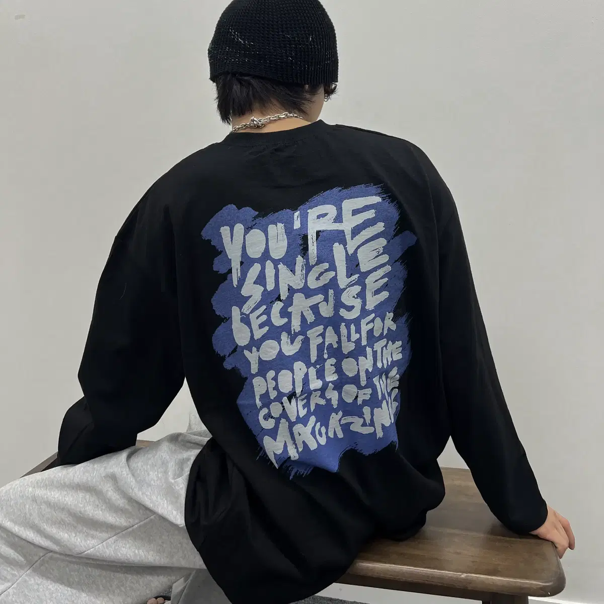 [NEW]19->17 lettering single long sleeve T 3 color gaeul overfit men's top