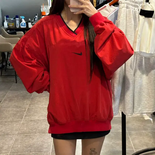 (NO.9) NIKE 나이키 레드 브이넥 스우시 웜업 바람막이 (XL)