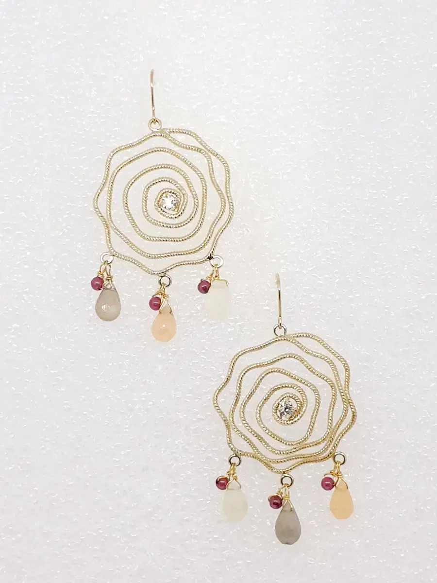 Cubic Point Rose Flower Pendant Earrings