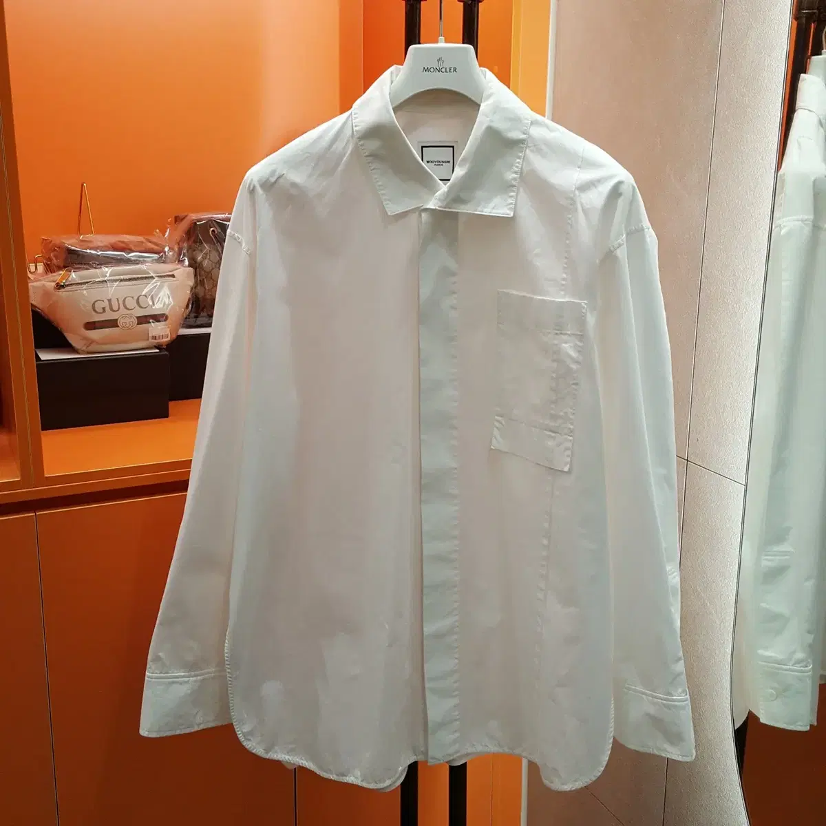 [XL Size] WOOYOUNG Mi White Logo Overshirt White S