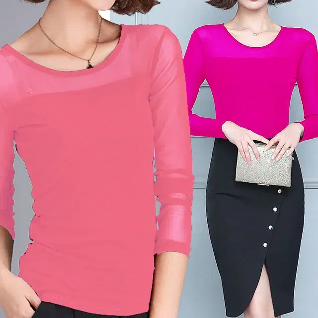 Shop #22301 Modular Round Mesh T-Shirt FREE Skin Pink-2 Hot Pink-1