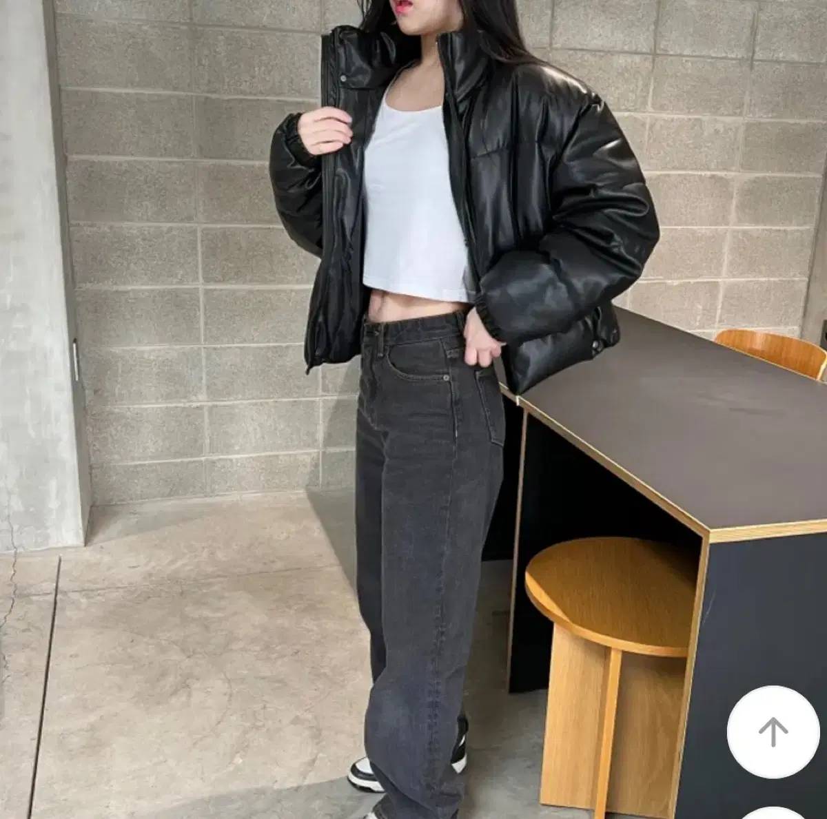 Black cropped padded jacket